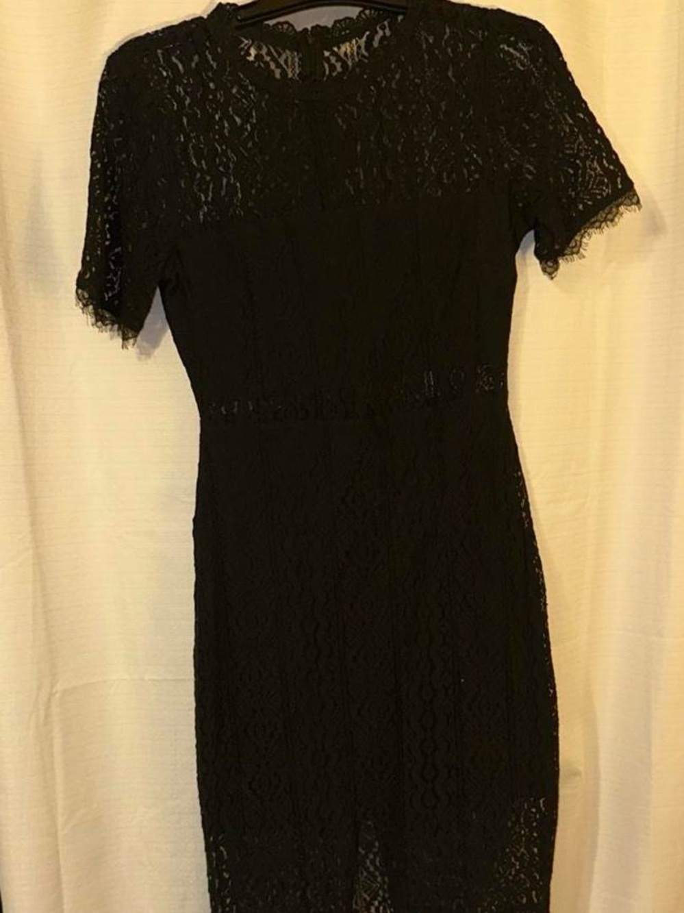Women's Black Lace Short Sleeve Sheath Dress